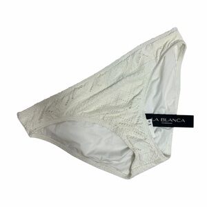 La Blanca White Lace Women Swimming Bikini Bottom Style LB4BC93 UPF 50+ Size 14